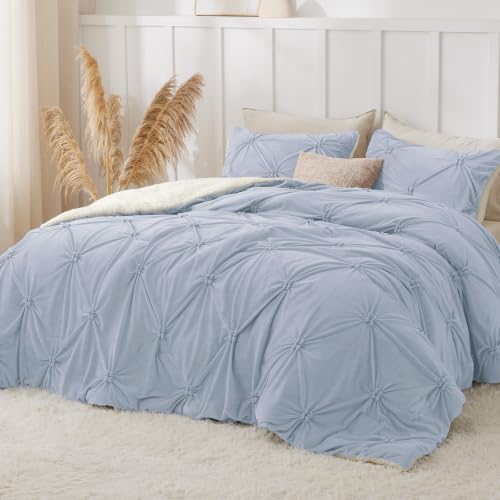 BEDELITE Fluffy Sherpa Twin Comforter Set,Pintuck-Lavender