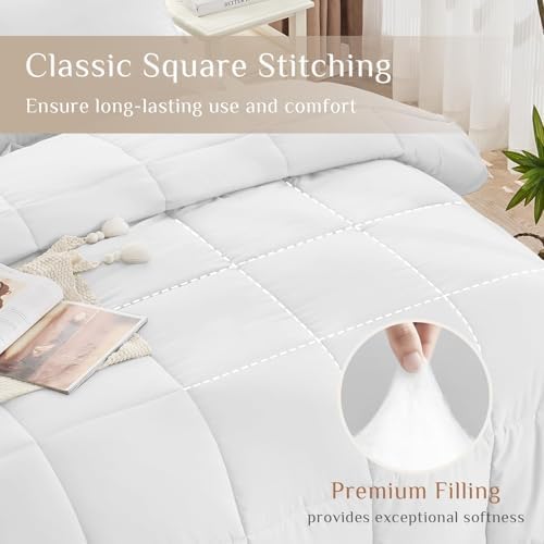 JOLLYVOGUE King Comforter Set, Ultra-Soft Bed in a Bag King Size 7 Pieces, Oeko-TEX Certified Bedding Set with Down Alternative Comforter, Sheets, Pillowcases & Shams, White