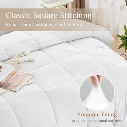 JOLLYVOGUE King Comforter Set, Ultra-Soft Bed in a Bag King Size 7 Pieces, Oeko-TEX Certified Bedding Set with Down Alternative Comforter, Sheets, Pillowcases & Shams, White