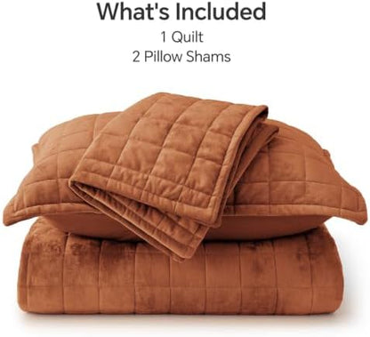 BEDELITE Velvet Quilt Set Queen Size, Luxury Velvet Comforter Bedding