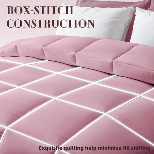 DOWNCOOL Comforters Twin Size,Light Pink Duvet Insert, Lightweight Quilt