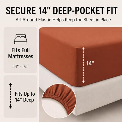 CozyLux Full Size Comforter Sets Terracotta - 7 Pieces Bed in a Bag
