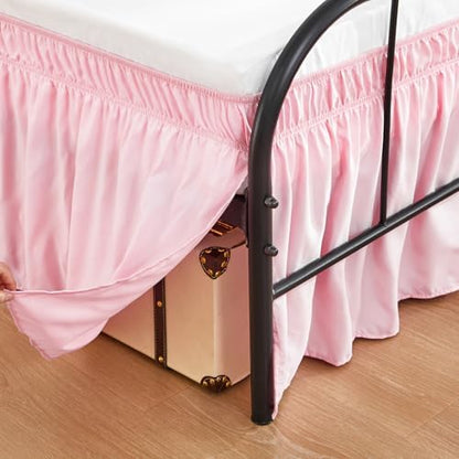 RIMELA Bed Skirt with Split Corners, Queen, 15 Inch Drop, Pink