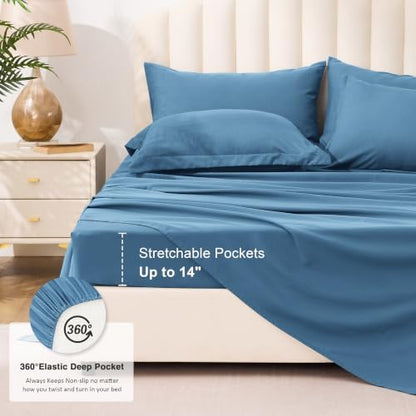 Love's cabin Plaid Full Comforter Set, Misty Blue
