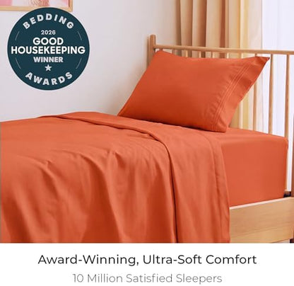 Mellanni Iconic 3-Piece, Ultra Soft Sheet Set (Twin, Poppy Orange)