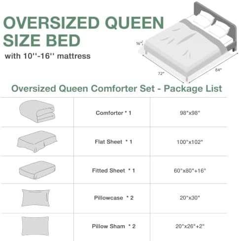 MUXHOMO Oversized Queen Comforter Set, Boho Elegant Floral Print Bed in a Bag 7 Pieces, Ultra Soft & Breathable Reversible Botanical Pattern Bedding Set with Comforter, Sheets, Pillowcases, and Shams