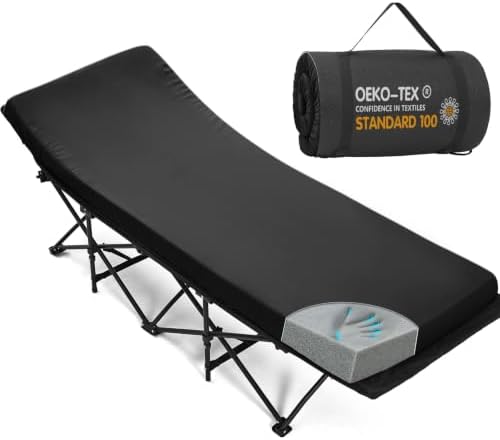 CYMULA Camping Cot Pad 2 Inch Memory Foam, Pad Only,Camping Pad for Folding Cot and Foldable Cot, Portable Roll Up Camp Gear for Car Camping Travel Tent, Non-Slip Waterproof Bottom, Removable Cover