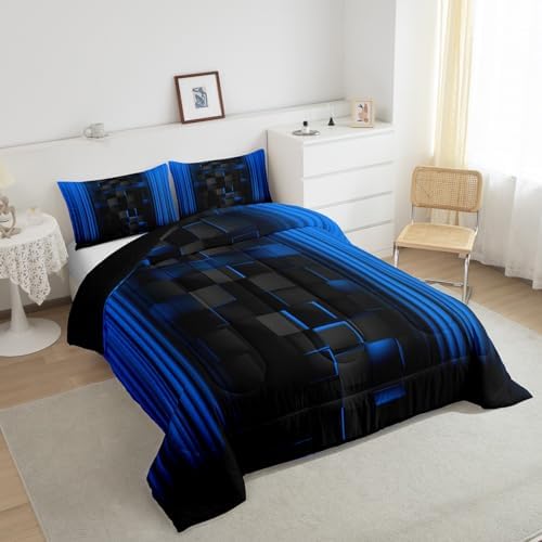 Feelyou Kids Blue and Black Comforter Set Ombre Bedding Set Full Size