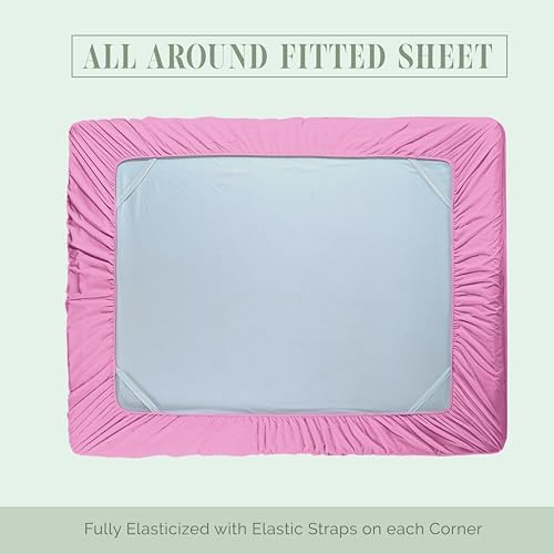 Elegant Comfort 1500 Premium Hotel Quality 18-24 Inches Deep - Extra Deep Pocket Single Fitted Sheet for High Mattress, Luxury and Softest, Smart Pocket - Wrinkle Free, Full, Light Pink