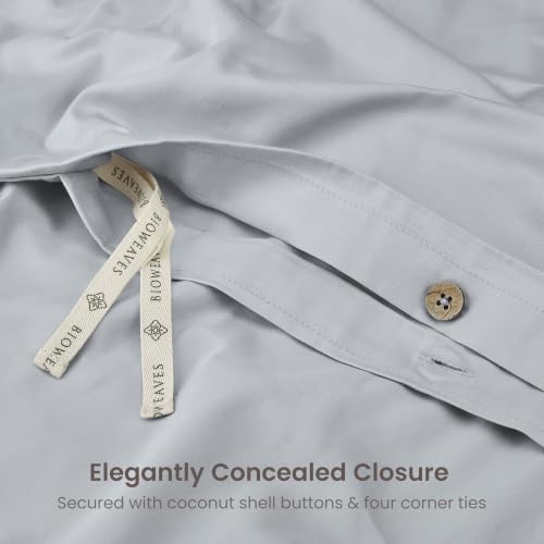 BIOWEAVES 100% Organic Cotton King Duvet Cover Set, 3-Piece, 300 Thread Count Sateen Weave GOTS Certified Comforter Cover with Buttoned Closure and 2 Pillow Shams – Glacier Gray, 104x90 inches