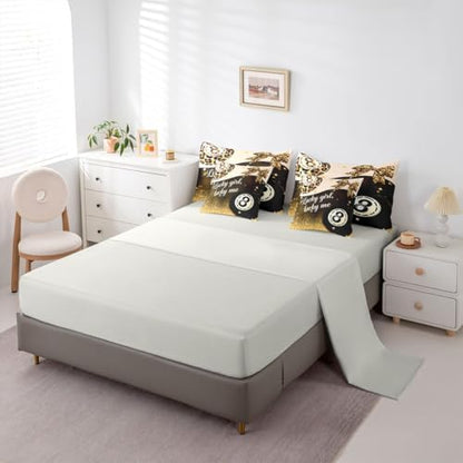 Erosebridal Y2K Lucky 8 Ball Full Bedding Set 7 Piece for Boys Girls Preppy Fashion Leopard Bowknot Comforter Set for Kids Adults,Golden Glitter Print Bed in A Bag Funky Trendy Aesthetic Bed Set