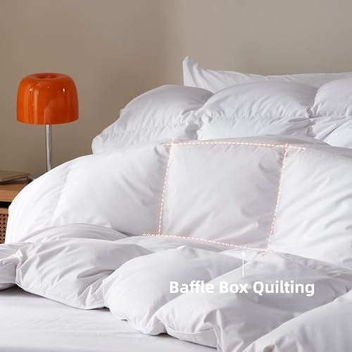 Goose Feather Down Comforter Full Size,100% Organic Cotton Duvet Insert