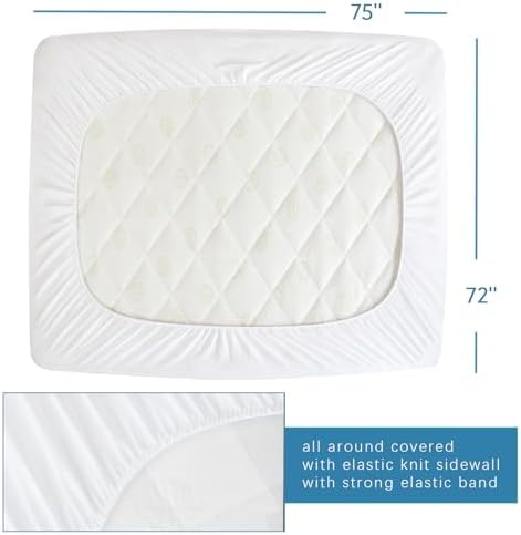 Short King Terry Mattress Protector Waterproof for 72''×75'' up to 14''