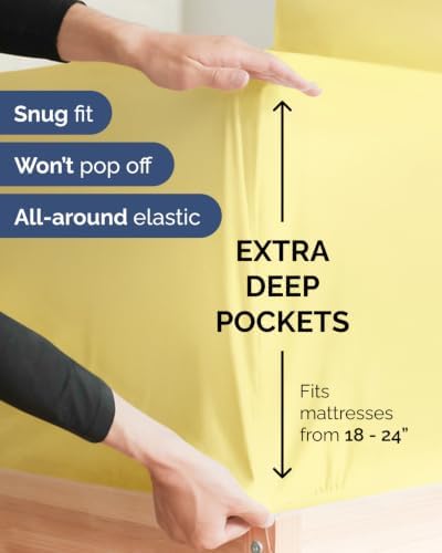 Extra Deep Flex Top Split Head King Sheet Set - 6pc Cooling Sheets - Yellow