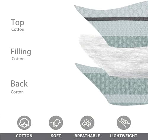 Homzard Quilts Queen Size,Cotton Queen Comforter Set,Mint Green Grey Bed Set,Striped Bedding,Lightweight Bedspreads All Season 3 Piece