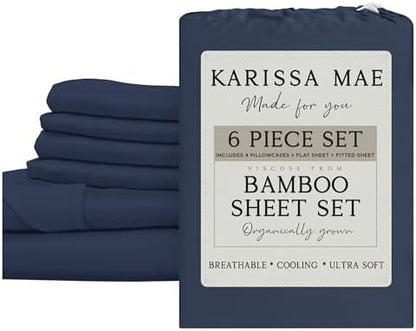 KARISSA MAE 6 Piece Luxury Bamboo Viscose King Sheet Set, 4 Pillowcases