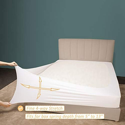 Mrs Awesome Stretch Jersey Box Spring Cover Queen/Queen XL, White