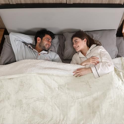 Electric Blanket King Size, Dual Control, White, 100" x 90"