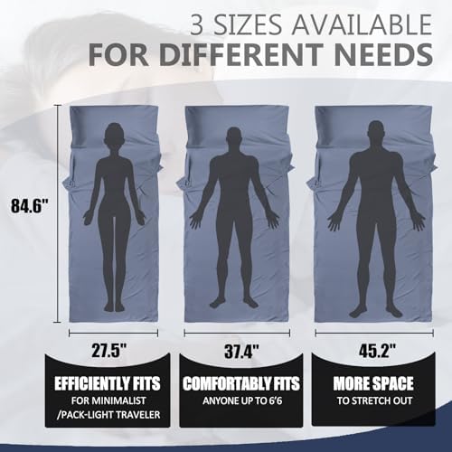 Frelaxy Ultralight Sleeping Bag Liner, Compact Travel Sheet, 3 Sizes