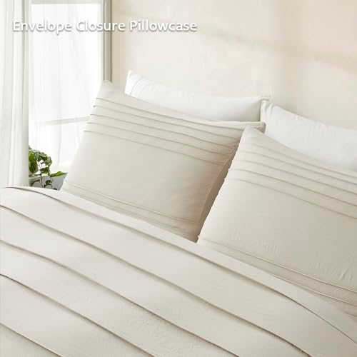 Oli Anderson 3PCS Pleated Duvet Cover Set, Linen, Queen