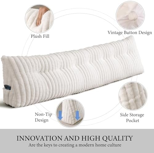 Queen Headboard Pillow, Triangular Wedge Pillow, Reading Pillows, Beige