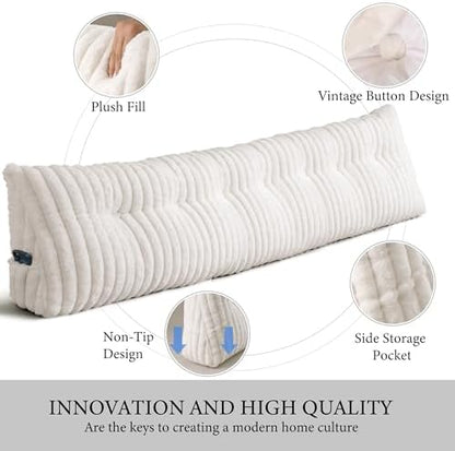 Queen Headboard Pillow, Triangular Wedge Pillow, Reading Pillows, Beige
