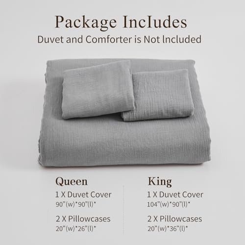 MEISHANG Muslin Duvet Cover King Size - 100% Organic Cotton