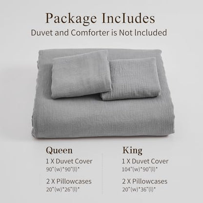 MEISHANG Muslin Duvet Cover King Size - 100% Organic Cotton