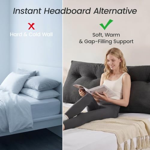 Sasttie Headboard Pillow King, Wedge Pillow Headboard, Dark Grey
