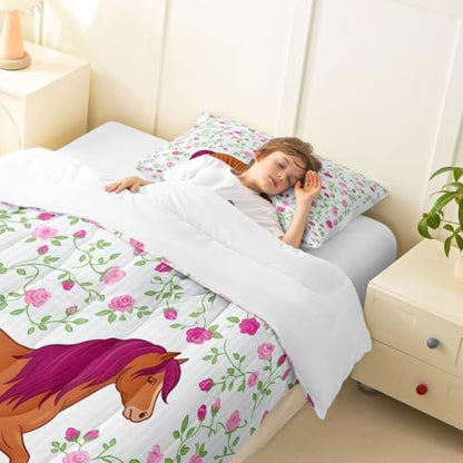 Feelyou Girls Horse Comforter Comforter Set Toddler Size for Toddler Baby