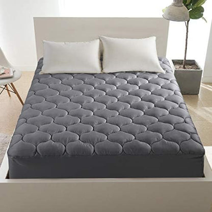 LEISURE TOWN Cotton Full Mattress Pad Fitted Quilted Mattress Cover,Grey