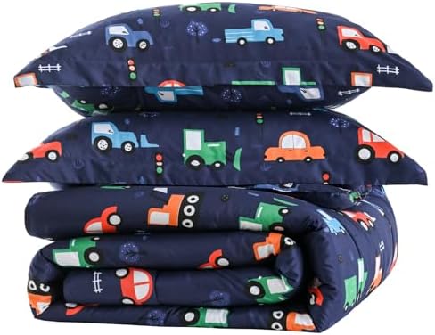 Yibeizi Car Kids Comforter Set for Boys Twin Navy Blue Bedding