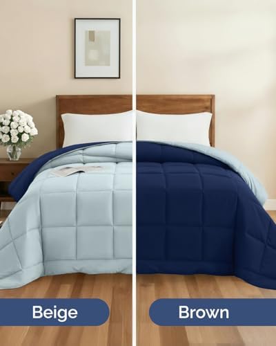 Twin XL Comforter Set - Navy Blue/Sky Blue All Season Bedding - 2 Piece Set