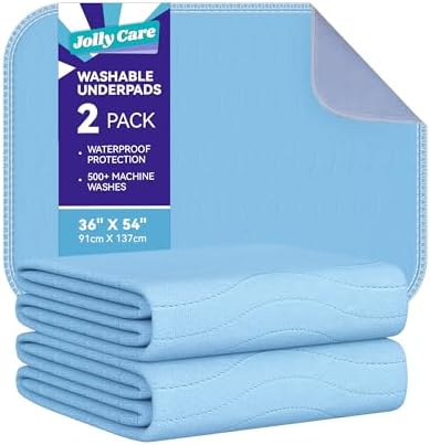 Washable Incontinence Bed Pads Waterproof for Adults, 36"x54"-2 Pack (Blue)