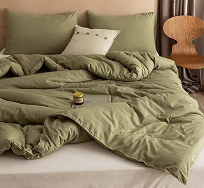 ROSGONIA King Size Comforter Set Olive Green, 3pcs (1 Boho Comforter & 2 Pillowcases), Lightweight Bedding Blanket All Season Bedspreads Quilt (Pack of 2)