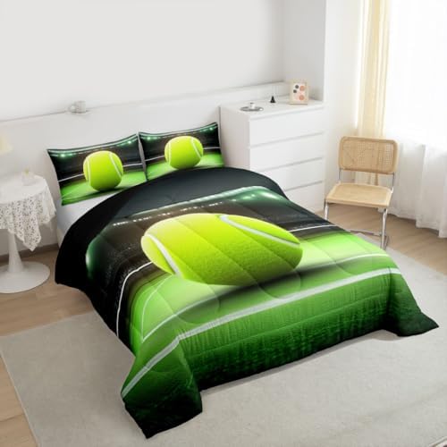 Feelyou Kids Tennis Ball Bedding Set Ball Comforter for Boys Girls Women Men Tennis Sports Decor Comforter Set Set Athlete Competitive Duvet Set Twin Boys
