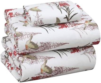 RUVANTI Flannel Sheets Set, Twin Size, Garden Song