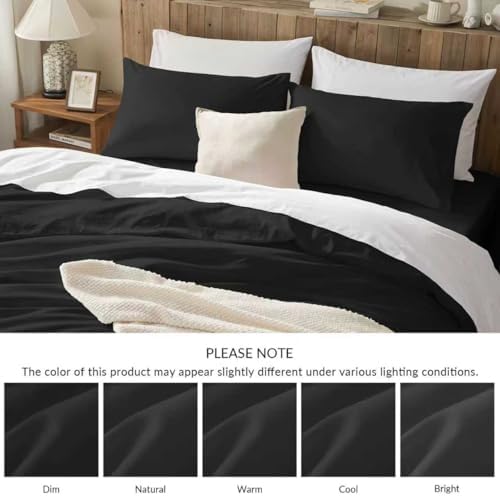 Twin Duvet Cover Set, 100% Egyptian Cotton, 1600 Thread Count, Ultra Soft & Breathable Luxury Bedding with Zipper Closure & Corner Ties, 3PCS(Black, 68''x90''