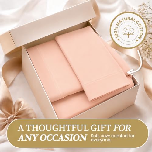 Twin XL Cotton Knit Jersey Sheet Set, 15" Deep Pocket, Blush, 3PC