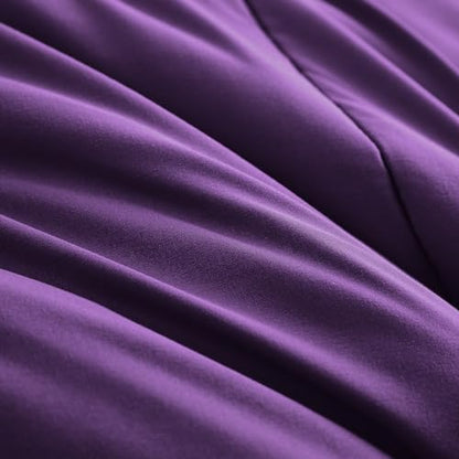 Maple&Stone Full Comforter Set 7 Pieces Bed in a Bag Dark Purple Bed Set
