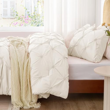 BEDELITE Queen Comforter Set Cream White,Lightweight & Soft Comforter