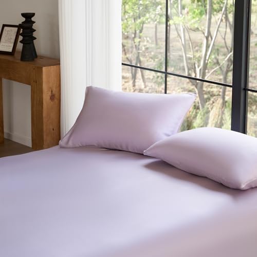 Sijo AiryWeight Tencel Sheet Set, 100% Lyocell Derived from Eucalyptus, Buttery Soft, Architectural Digest Best Cooling Sheets Winner - 3pc - 2 Pillowcases 1 Fitted (Lavender, Full)