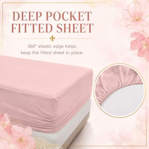 AILONEN Paris Eiffel Tower Comforter Set Queen 7-Piece Tie Dye Flower Pink Bed in a Bag for Girls Women,Soft Comforter & Fitted Sheet with Flat Sheet,2 Pillowcases,2 Pillow Shams