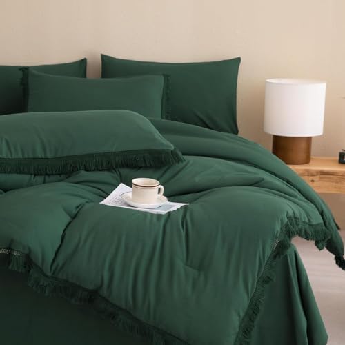 Andency Oversized King Comforter Set, 7 Pieces Emerald Green Bedding