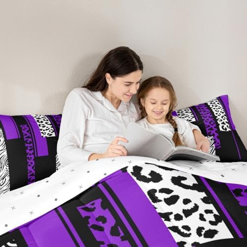 Feelyou Animal Print Leopard Zebra Comforter Set Queen Size Kids Boys