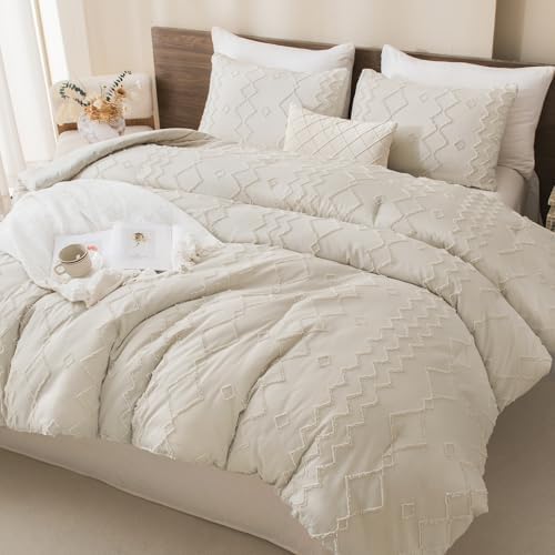 Andency King Size Comforter Set Beige, 3 Pieces Bedding