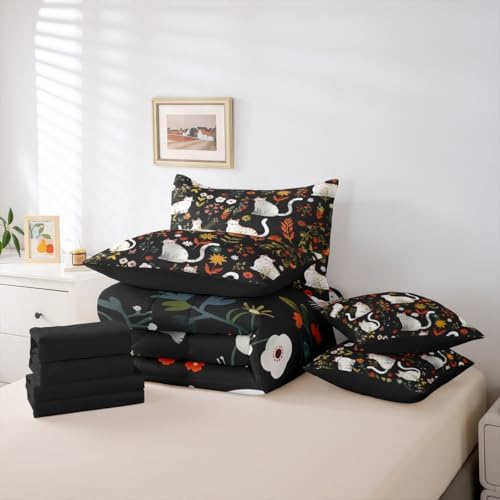 Feelyou Cute Cat 7 Piece Bedding Set for Kids