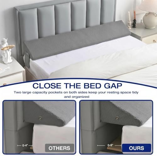Full Size Bed Wedge Pillow for Headboard, Mattress Gap Filler (0-8")