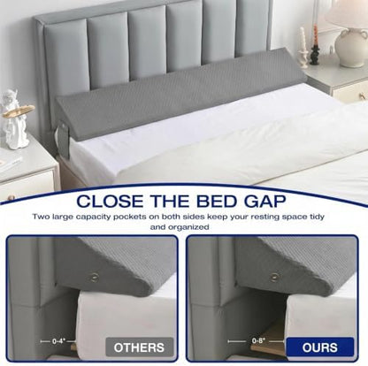 Full Size Bed Wedge Pillow for Headboard, Mattress Gap Filler (0-8")