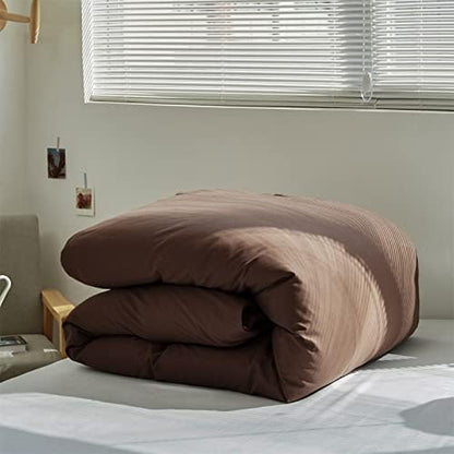 Wellboo Brown Comforter Set Twin Size Solid Mocha Coffee Bedding for Men